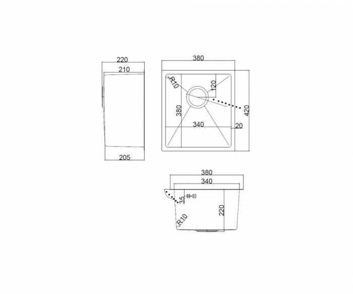 EMAR best EMB-130 PVD Nano Satine мойка универсал. (+система PVC, чаша выпуска, крепления), EMB-130 