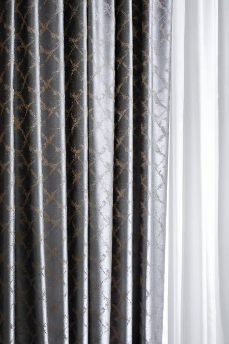 121GD-GAB1306-PORT SER Портьера TRENTO серая  275*260см