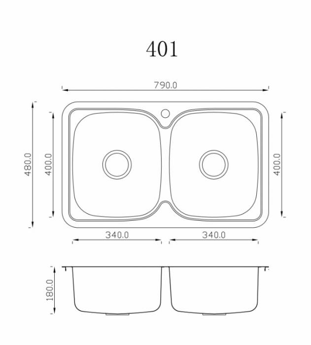Мойка из нержавейки с двумя чашами EMAR 401