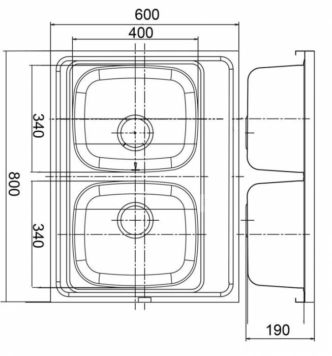 EMAR 6080A(Q) Накладная мойка