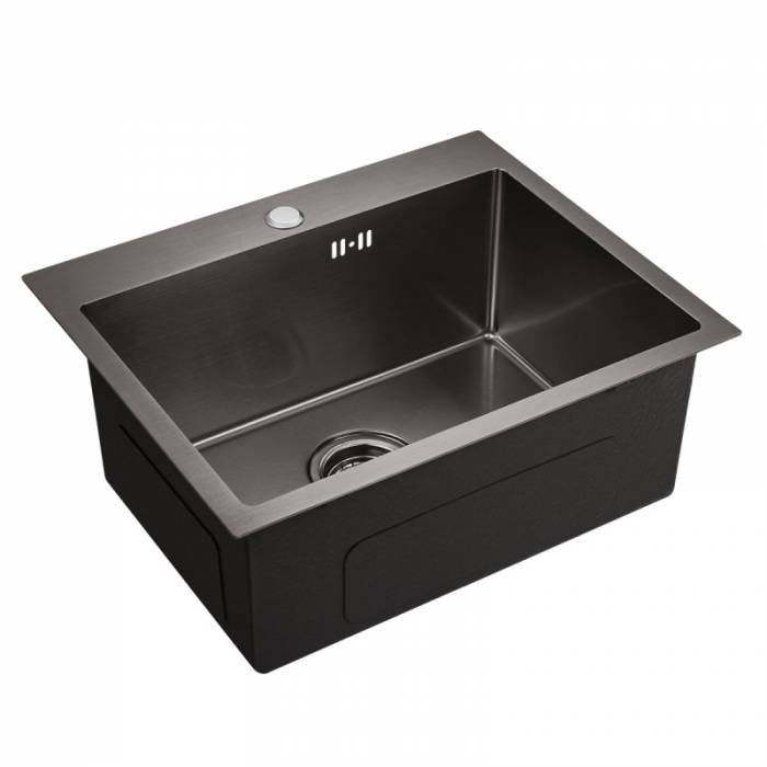 EMB-115 PVD Nano Dark мойка универсал. (+система PVC, чаша выпуска, крепления), EMB-115 PVD Nano Dar