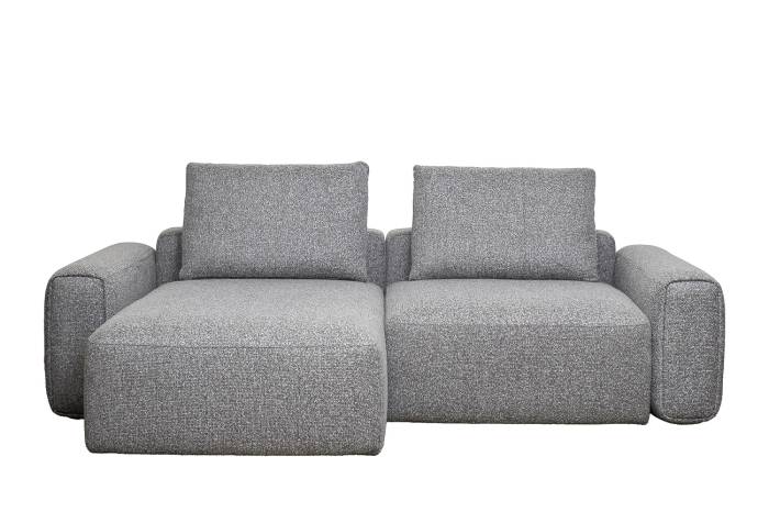 Диван трехместный Turin(2 секции) с канапе и мех черно/серый Santo1606 255*163,5**68см