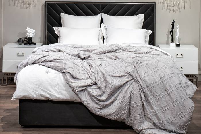 177HON-19260 Покрывало Квадро серое 240*260