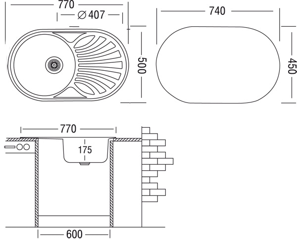 Мойка из нержавеющей стали EMAR 7750 глянец