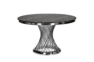 76AR-80555 Стол обед иск.мрам Nero Alicanto/хром d120*75