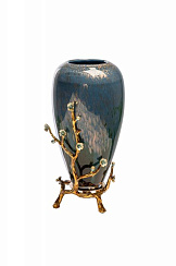 55RV5476S Ваза синяя с золотыми веточками d15*32см