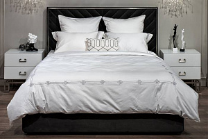 175SMR-17501 Комплект постельного белья  с вышивкой Арктик, серый, Двуспальный евро (200*220)