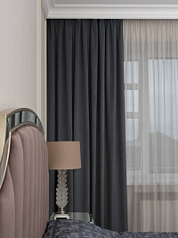 121GD-00032 Портьера Силки (Silkу) 46 серая димаут 275*260