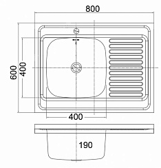 EMAR T6080RQ Накладная мойка RQ: чаша с правой стороны
