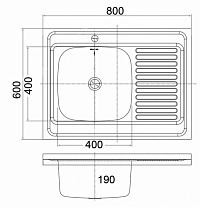 EMAR T6080RQ Накладная мойка RQ: чаша с правой стороны