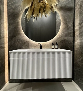 Подвесная тумба из акрилового камня с щелевой мойкой